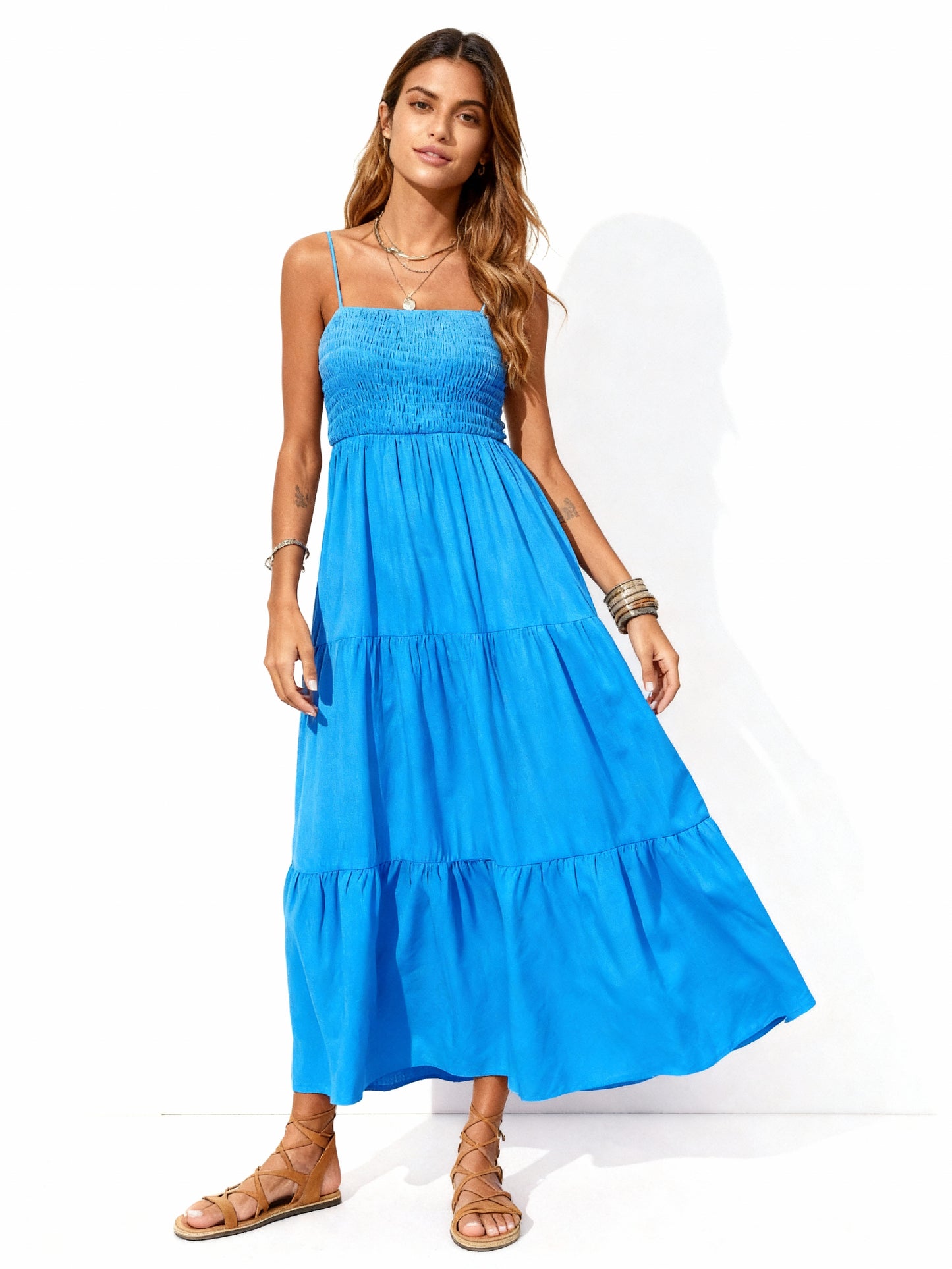 Vestido longo de festa com babados 50